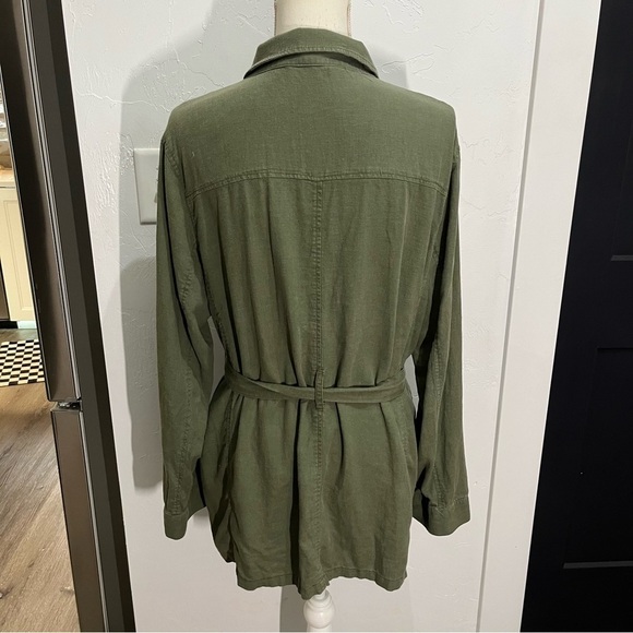 Zac & Rachel Olive Green Button Down Over Shirt - Picture 4 of 9